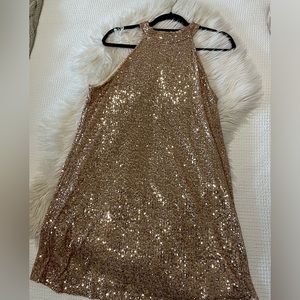 Rose Gold Sequined halter dress - from the Limited Size M